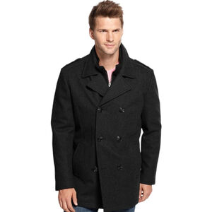 MARC NEW YORK by Andrew Marc Wool Blend Pea Coat Black Men's Size XL